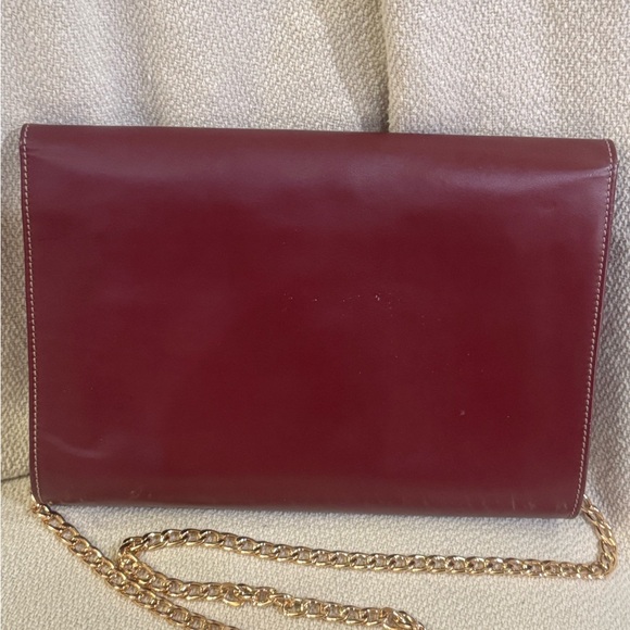 Cartier Burgundy Leather Clutch with After Market Gold Chain and Original Card - Picture 3 of 11